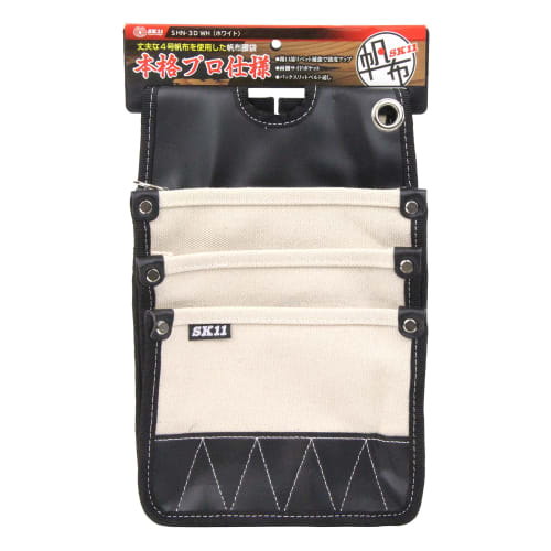 SK11 (SK11) Canvas waist bag SHN-3D WH 3-tier pocket white