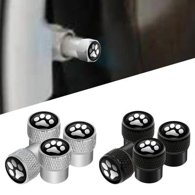 4 Stücke Kreatives Design Pfote 3D Tier Hund Katze Bär Fußabdrücke Fußabdruck Emblem Auto Rad Reifen Ventilkappen Vorbau Fall Staubkappen Dekor