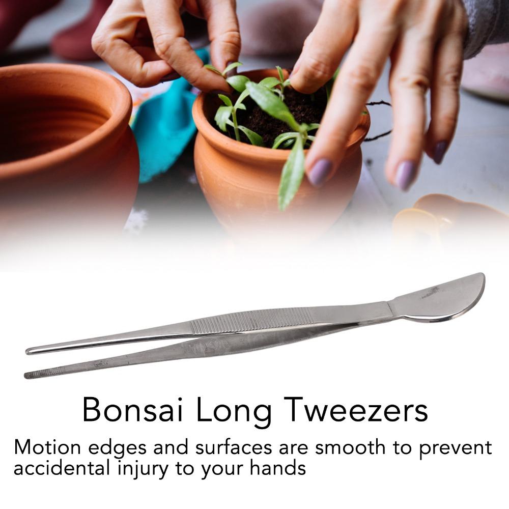 Crescent Moon Head Stainless Steel Tweezers Rust Proof Rake Spatula Tools Plant Tweezers