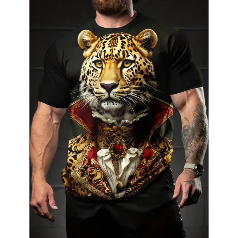 

2026 T-Shirt for Men Harajuku Tiger Print Fashion Summer Short Sleeve 5XL