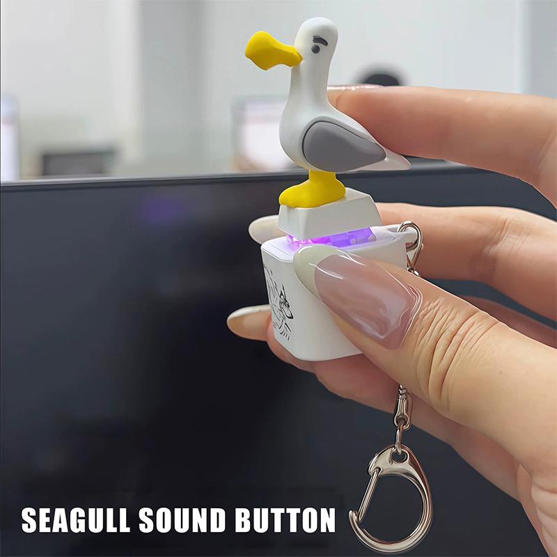 Seagull Mine Keychain, Usb Clicky Keyboard Fidget Button, Led Sound Keychain