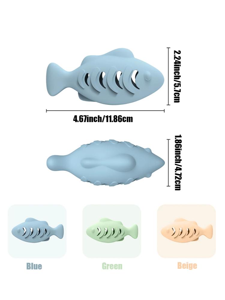 Fish-Shaped Cat Chew Toy - Dental Treat Dispenser Puzzle, Safe Silicone, No Battery, Interactive Pet Snack Game