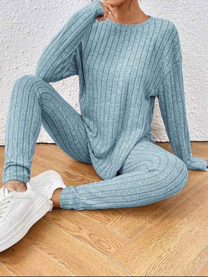Europe, America 2024 Autumn and Winter Casual Turtleneck Knitted Long-sleeved Suit Women's Foreign Trade Sweater Loose Trousers Two-piece Set