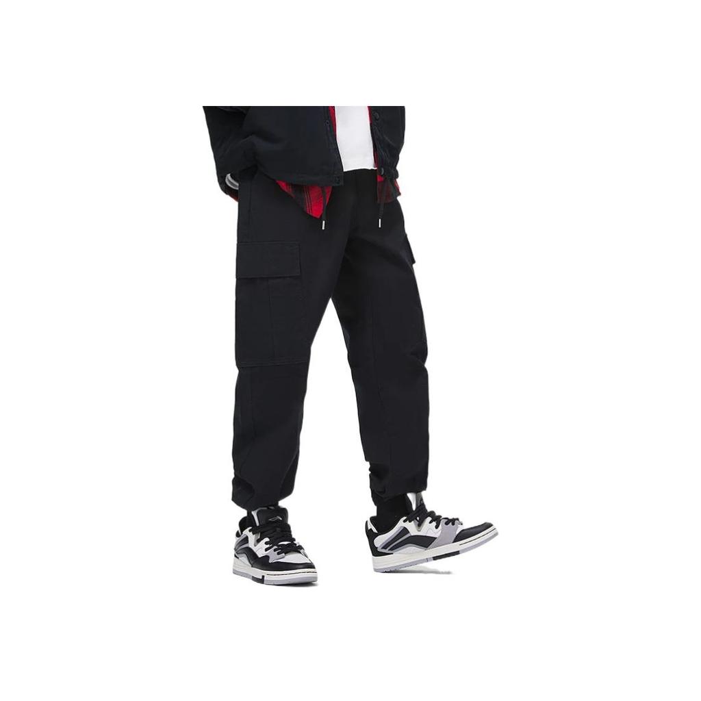 Li-Ning SS23 Embroidered Letter Sports Casual Pants Men Bottoms Black AKXT021-1