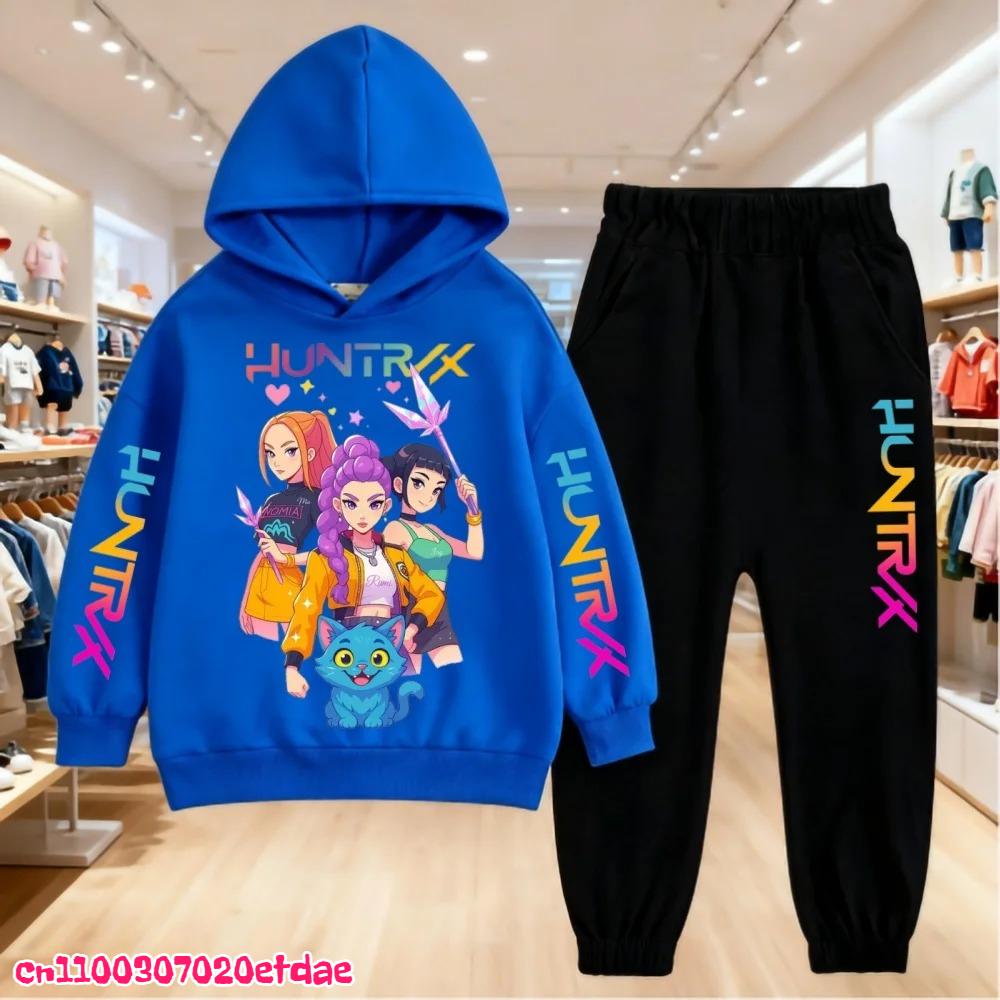 Autumn Winter Children's Hoodie KPop Demon Hunters Clothing Leisure Outerwear Sweatshirt +pants Set Boys Girls Gift
