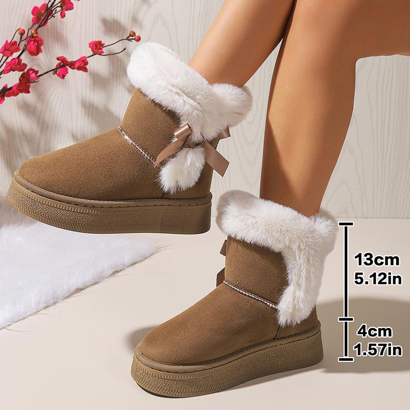 Fashion Faux Fur Winter Snow Boots Woman Non Slip Thicken Plush Ankle Boots Women 2025 Thick Bottom Warm Cotton Padded Shoes Female