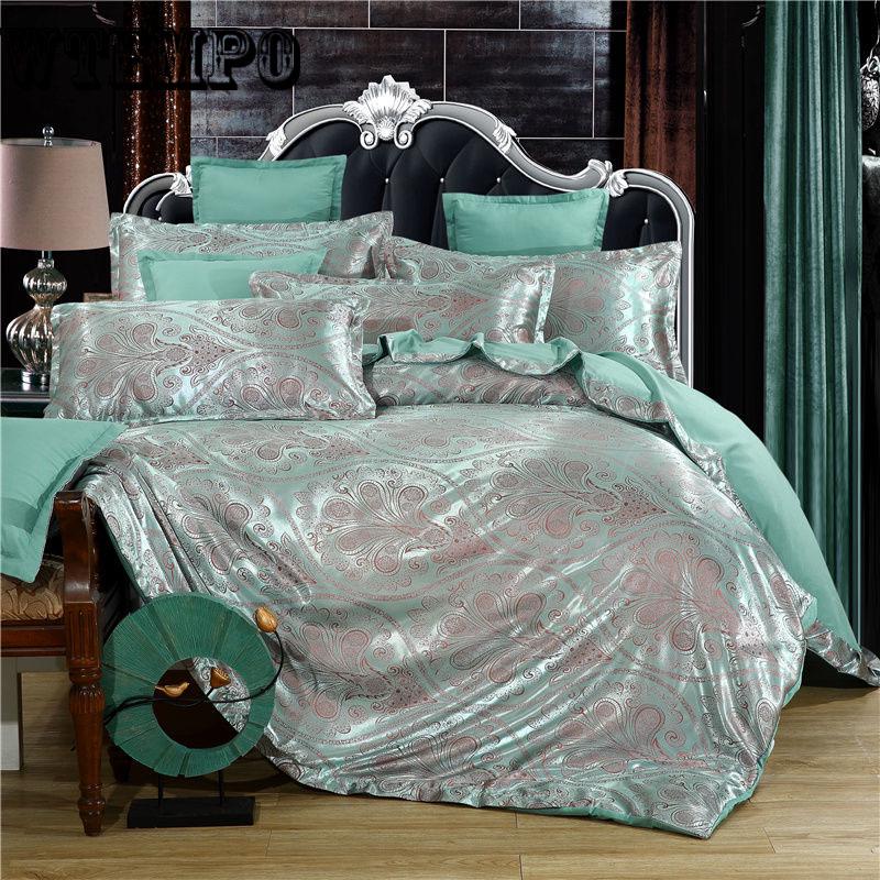 Buy Tencel Embroidery Bedding Set Jacquard Duvet Cover Bed sheet