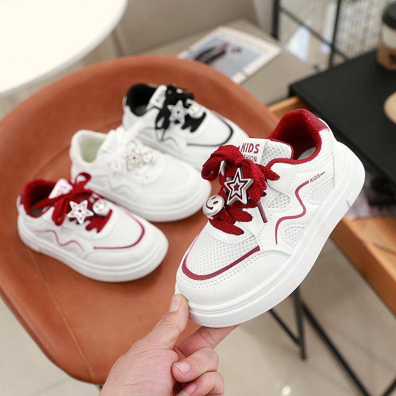 Students Casual Shoes Non-slip Soft Sole Kids Tennis Shoes Mesh Breathable 2025 New Children Running Shoes Cute Sweet Comfort