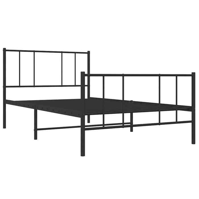 VidaXL Cadre de lit métal avec tête de lit-pied de lit noir 90x190 cm 352490