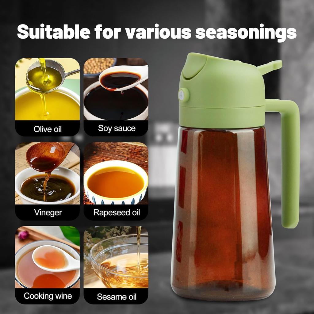 470ml Dark Amber Glass Oil Sprayer Food Grade Olive Oil Dispenser Bottle with Stickers for Cooking Kitchen Air Fryer BBQ