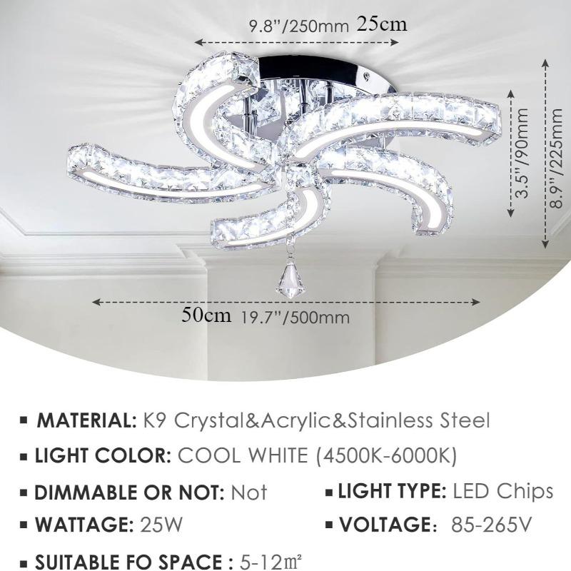 Modern K9 Crystal Led Ceiling Light Indoor Luxury Chandelier Windmill Designed Dining Room Plafon Living Room Decor Lamp Lustre