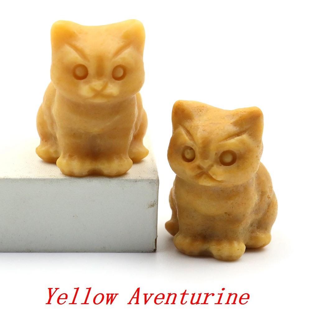 30mm Niedliche Katzenstatue Naturstein Kristall Handgeschnitzt Heilendes Tierfigur Reiki Edelstein Handwerk Heimdekoration Feiertagsgeschenk