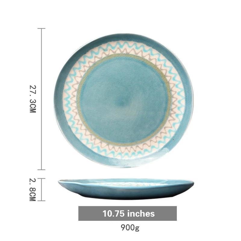 

8-14 inch European circular plate Underglaze Fruit Creative Plate Cake rack fruit tray Steak plate Ceramic hand-painted disc-A