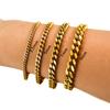 Men's Women's Gold Color Plated Stainless Steel Cuban Link Chain Bracelet for Hand Anklet High Quality Metal Wristband Jewelry
