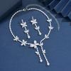 Women's fashionable butterfly tassel zircon necklace earring jewelry set, with a light luxury design and a high-end feel