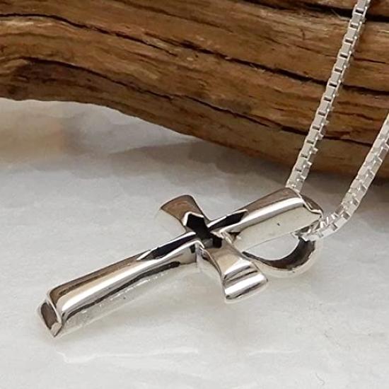 Cross Necklace for Silver Cross Necklace Silver Necklace for Lucky with Venetian Top and Chain Both Made of Power 100 Points Men, 925, Pendant, Men,