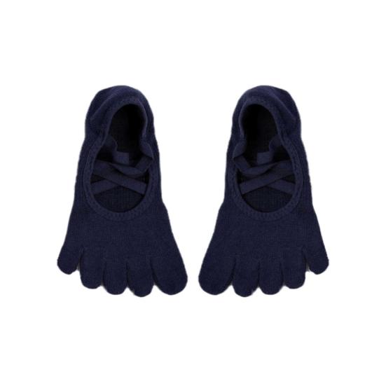 1 pár dámských bavlněných ponožek na pilates a jógu s protiskluzovými tečkami, absorbujících pot, do posilovny, nízkého střihu, s křížením přes nárt, prstové ponožky