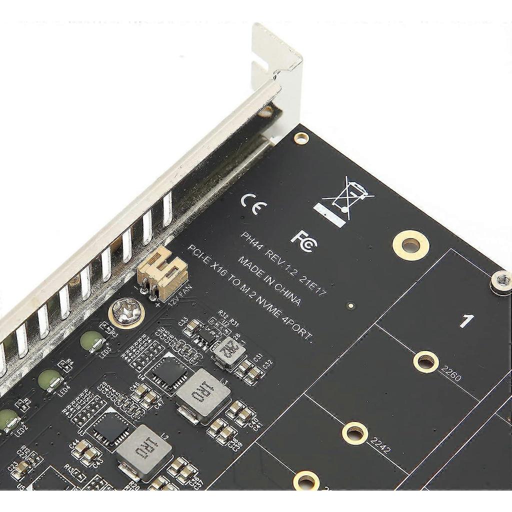 Quad M.2 NVME SSD To PCI-E 4.0 X16 Adapter, High Speed 4x32Gbps Soft Raid Card with Individual LED Indicator Support 2230 2242 2260 2280 (ph44)