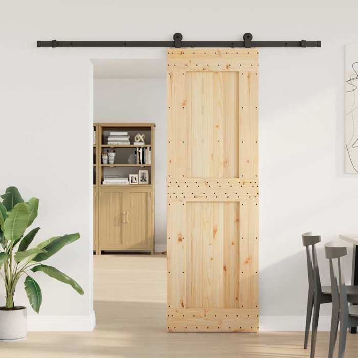 VidaXL Sliding Door and Hardware Kit 70x210 Cm Solid Pine 3332718