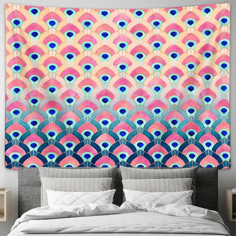 Bohemian Tapestry Wall Hanging Ocean Wave Decor Aesthetic Room Divider Beach Theme Backdrop Hippie Wall Art Coastal Home Decor L