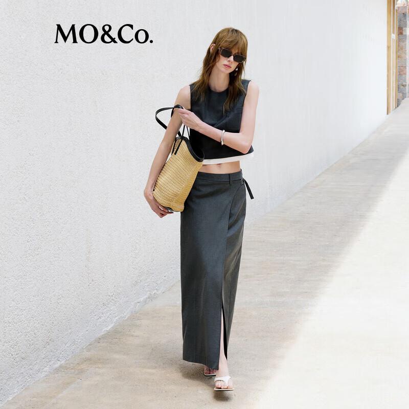 

MO&Co. Deconstructed Faux Two-Piece Cropped Vest Top M