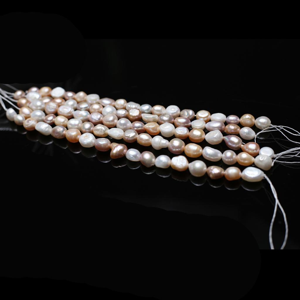 1String, Artificial Pearl Beads 9-10mm, Fashion Handmade Two-sided Light Straight Hole Beads for Jewelry Making DIY Necklace Bracelet Accessories 18cm