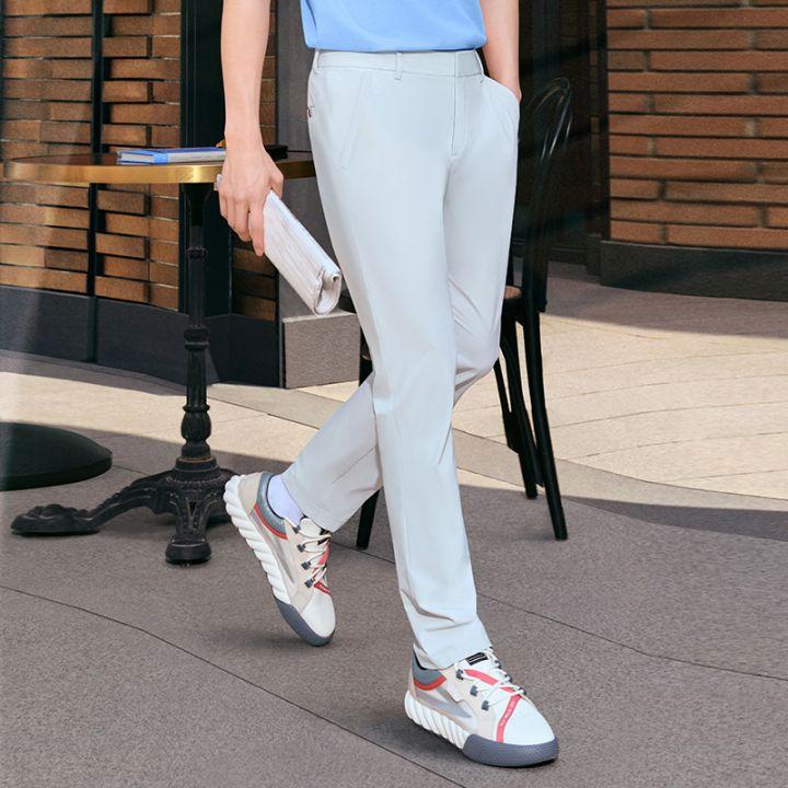 FILA Solid Color Woven Straight Leg Casual Pants Men bottoms Light-Gray F11M331802F-GY