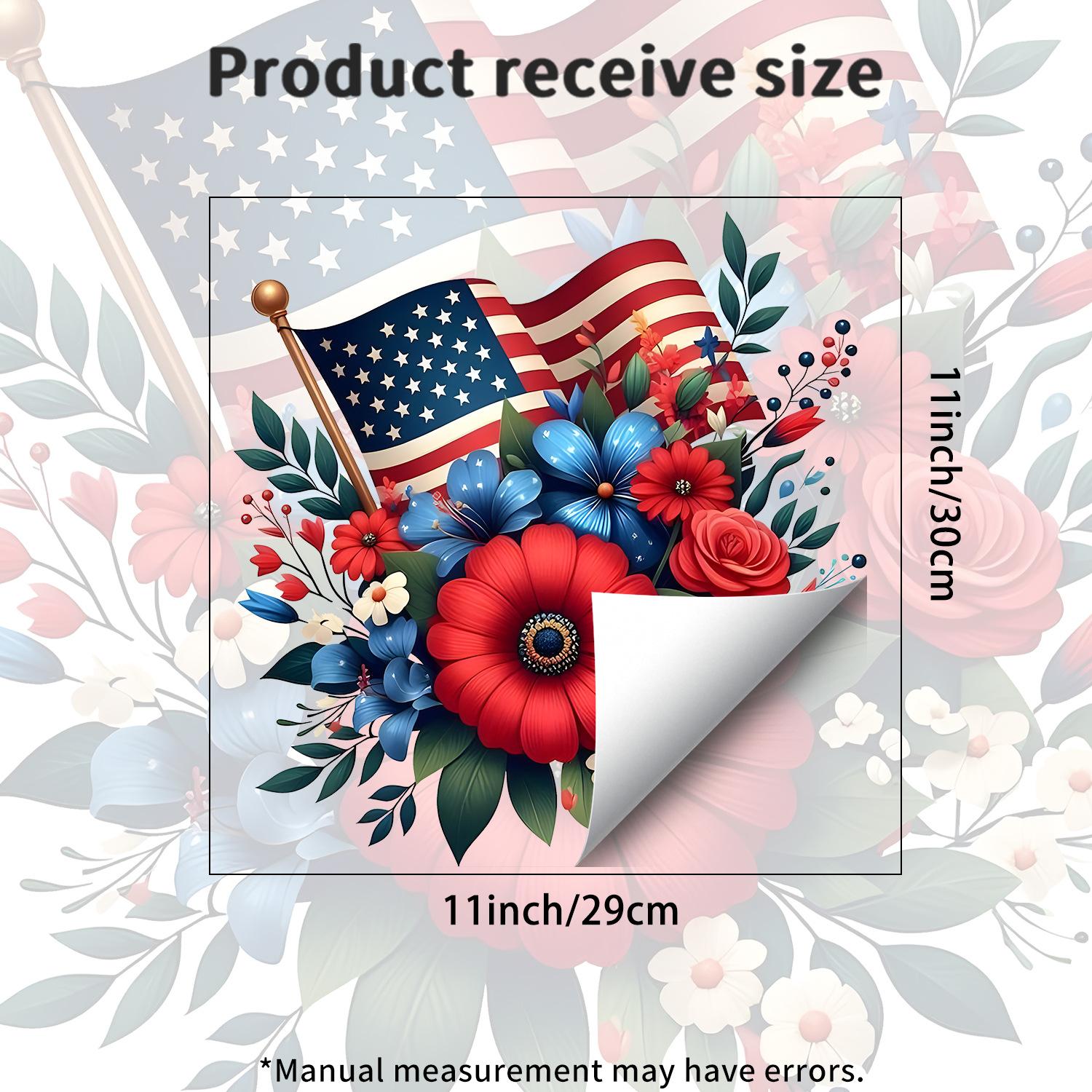 

Creative American Flag Flower Static Cling Glass Sticker for Bedroom Living Room Balcony French Window Decor 29x30cm разноцветный