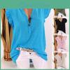 Loose Women Sleeve Ruffled Blouse V Neck Casual Cotton And Linen