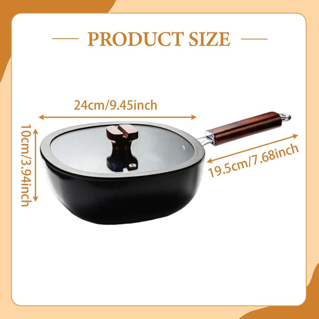 Frying Pan Non Stick with Handle Cooking Pot Lightweight Cooker Stockpot Iron Milk Pan for Vegetable Home Household Soup Stew