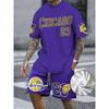 Conjunto de Duas Peças Masculino Tendência com Gola Redonda e Mangas Curtas, Shorts para Lazer de Verão e Férias Confortáveis, Roupa Masculina Esportiva