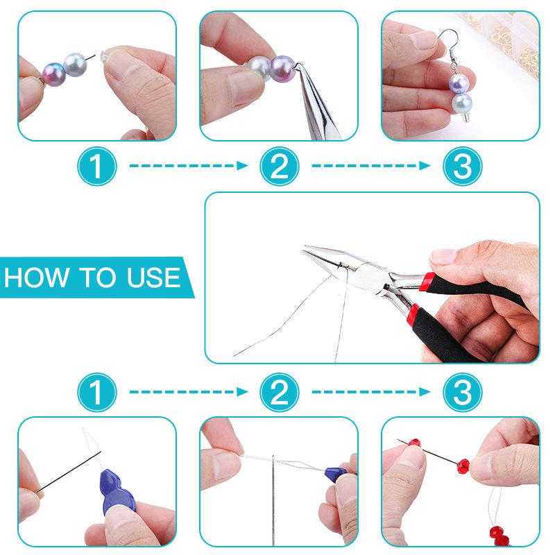 DIY Jewelry Making Tools: Open Jump Rings, Lobster Clasps, Crimp Beads, Earring Hooks for Craft Repair & Beginners