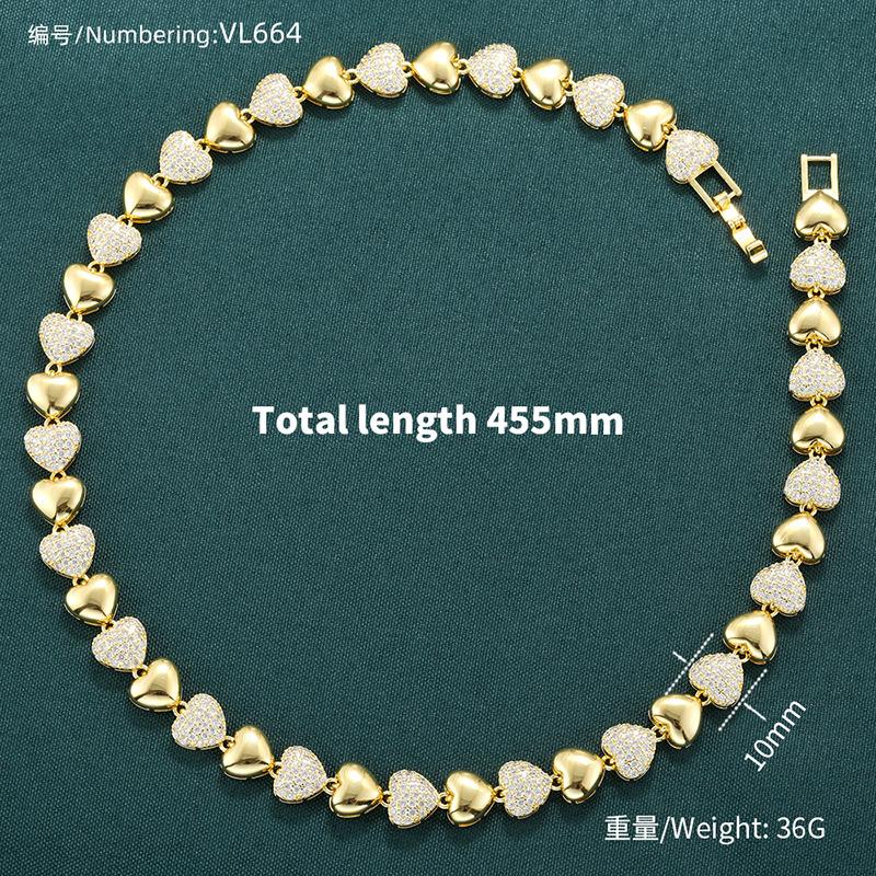 Liebe Splicing Armband Halskette Premium Gefühl Herzförmig Pfirsichherz Schmuckset Vl663-664