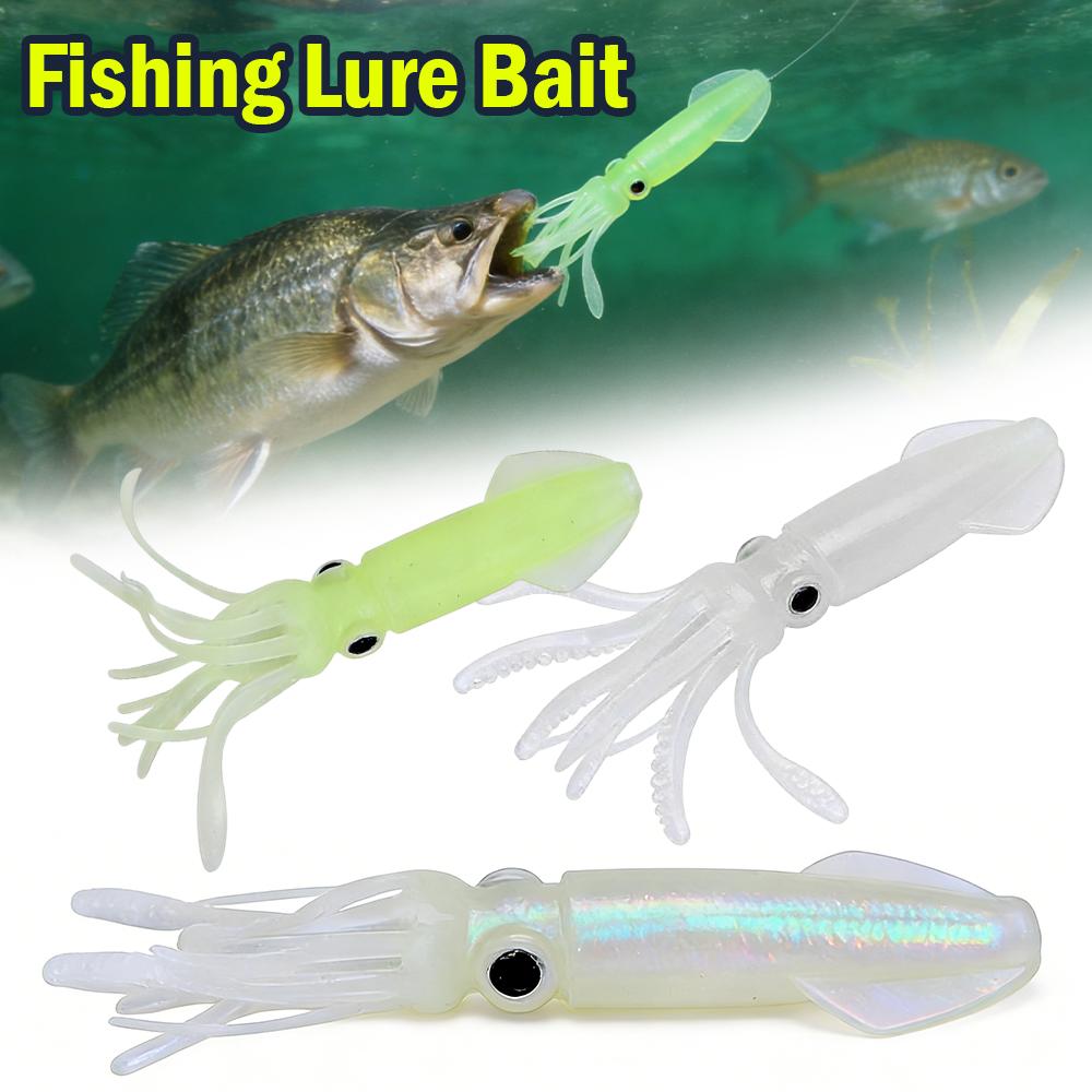 Luminous Soft Squid Lures Hollow Biomimetic Octopus Head Wobbler Deep Sea Boat Trolling Fake Bait 3D Squid Bait for Fishing