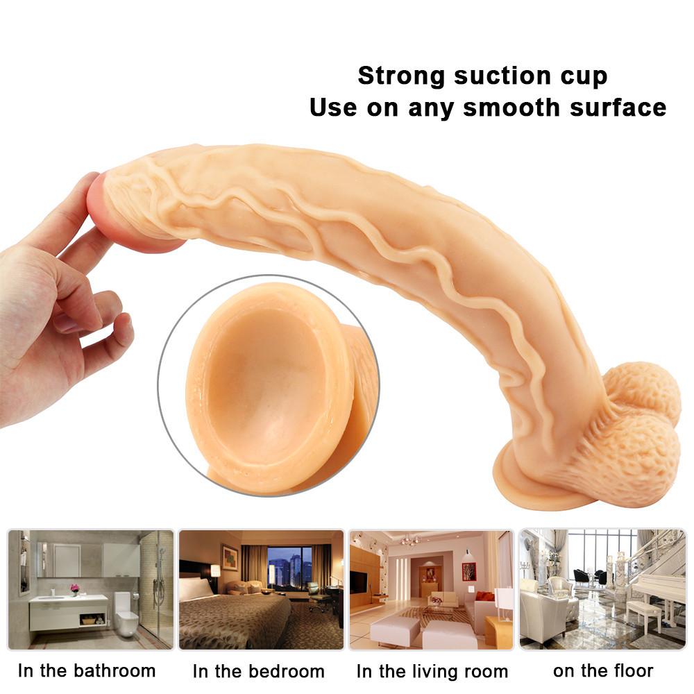 Lengthen Realistic Simulation Big Dildo with Strap Penis Sex Toy Female Vaginal Anal Masturbator with Suction Cup Lesbian