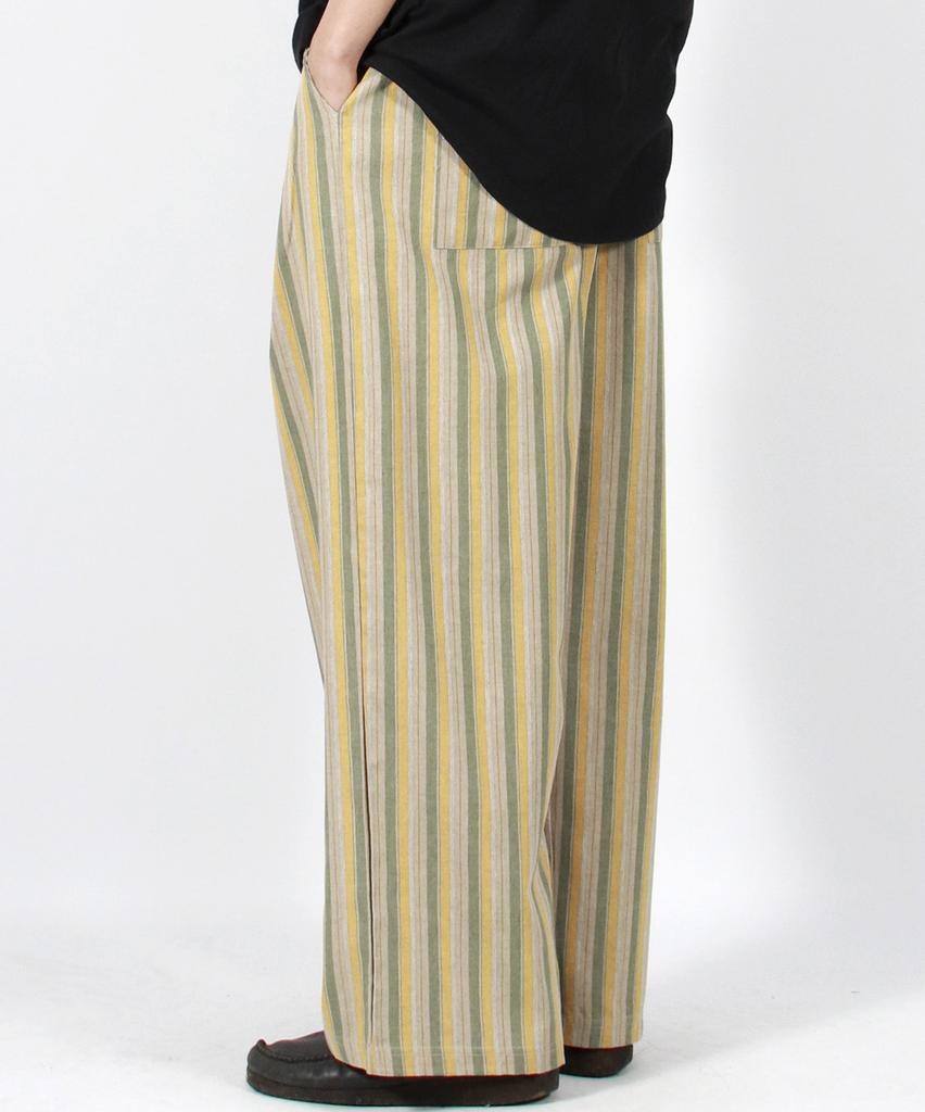 Deumakeu M Vintage Stripe Wide Pants Sage Green