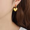 Punk Style 3D Shiny Peach Heart Earrings: Titanium Steel & Real Gold Creative Jewelry.