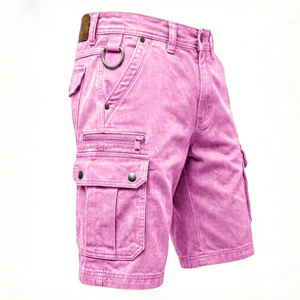 Vintage Multi-Pocket Cargoshorts Herren Lässig Einfarbige Lockere Gerade Shorts Frühling Sommer Herrenmode Knielange Hosen