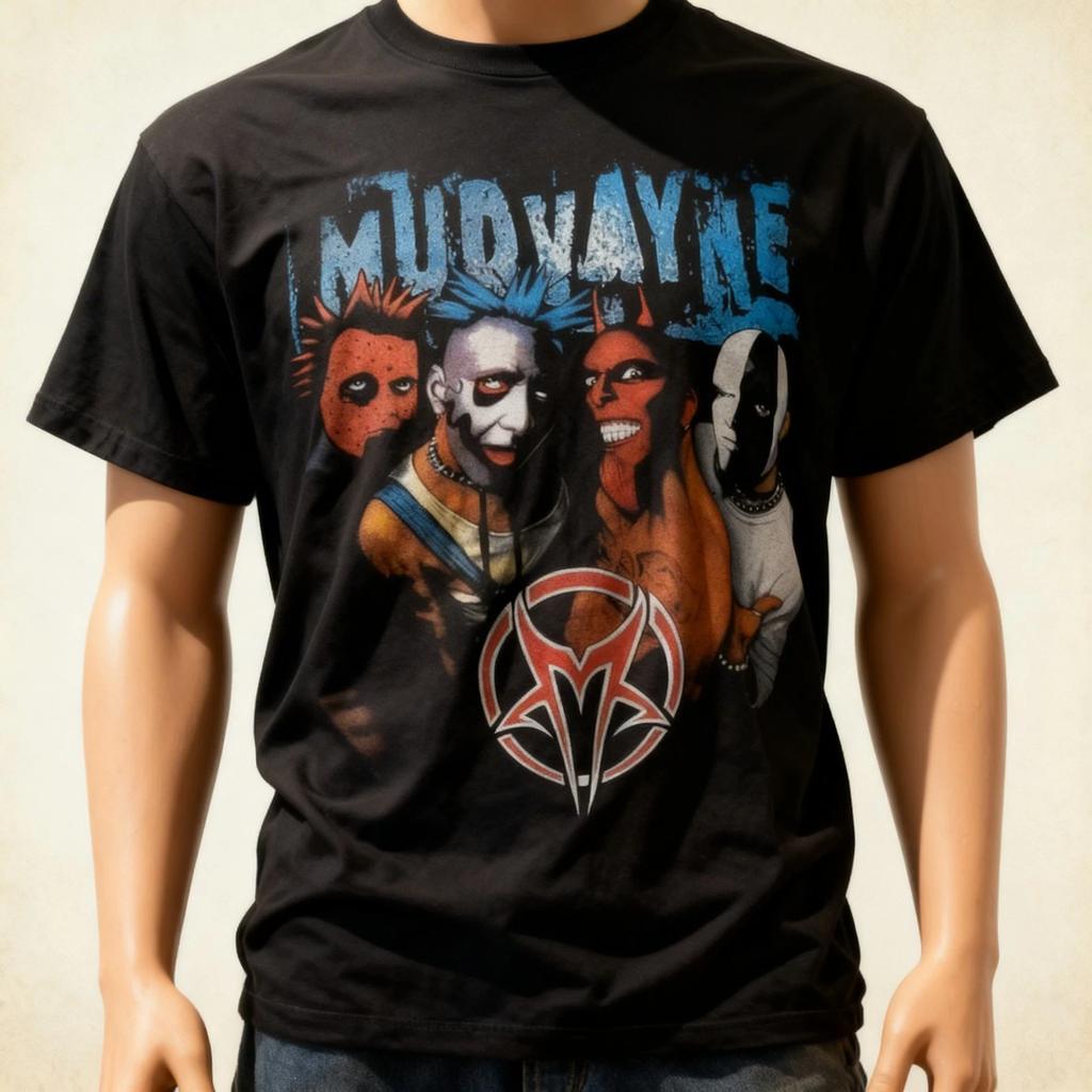Mudvayne Band Short Sleeve Cotton Black All Size T-Shirt