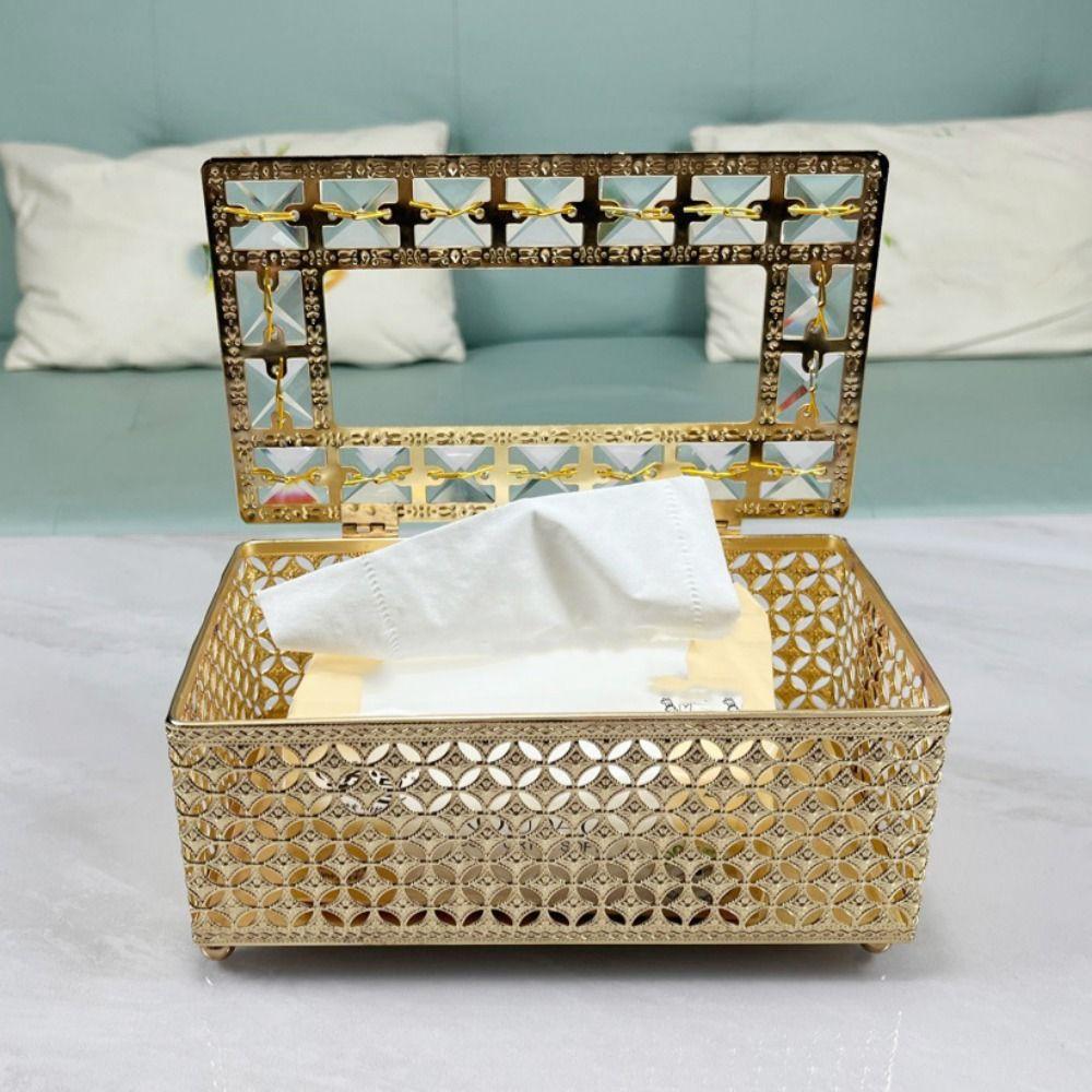 Light Luxury Crystal Tissue Box European Style Napkin Dispenser Fashion Paper Storage Box Office