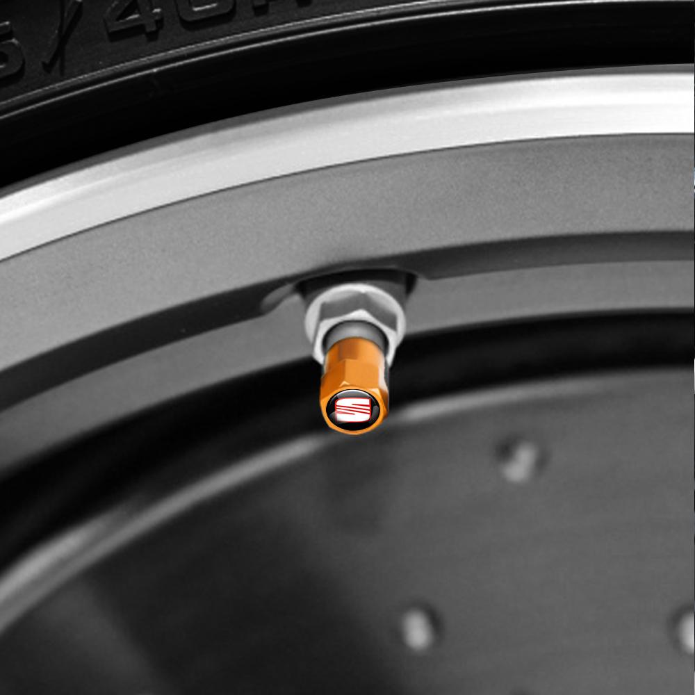 Ussh2 4Pcs Car Wheel Tire Valve Caps Tyre Stem Cover Bolt-In Accessories For Seat Cupra FR Ateca Ibiza Cordoba Leon Exeo Altea Arona