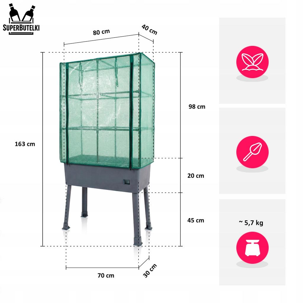 Balcony greenhouse 80x40x163 cm with foil
