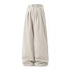 Heren Katoenen Casual Broek Losse Rechte Pijp Dubbele Plooizakken