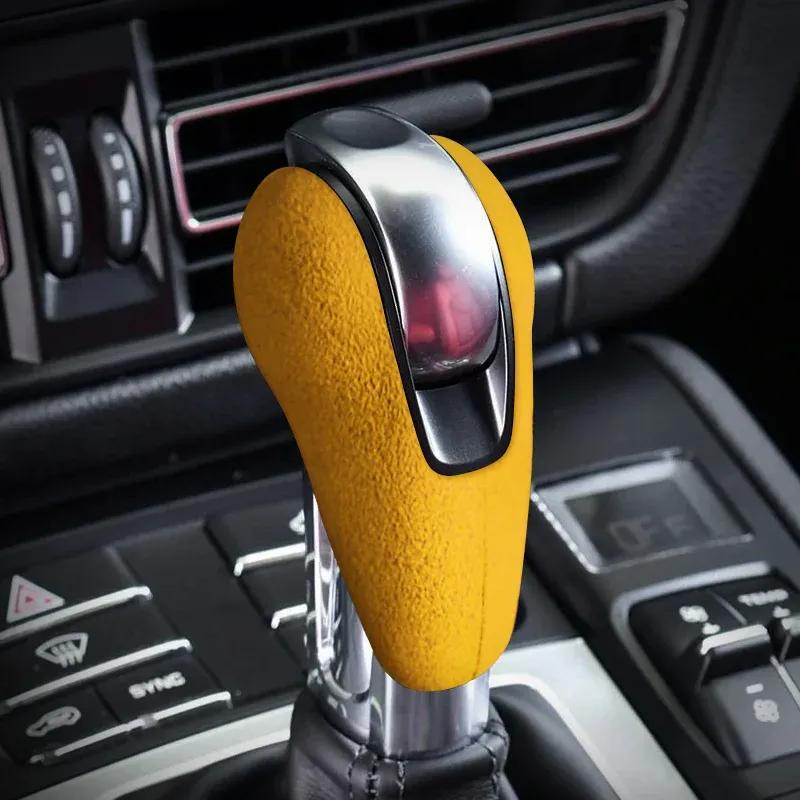 Car Gear Shift Knob Top Suede Wrap Interior Sticker Accessories Trim Cover  For Porsche Macan 95B Panamera 970 718 911