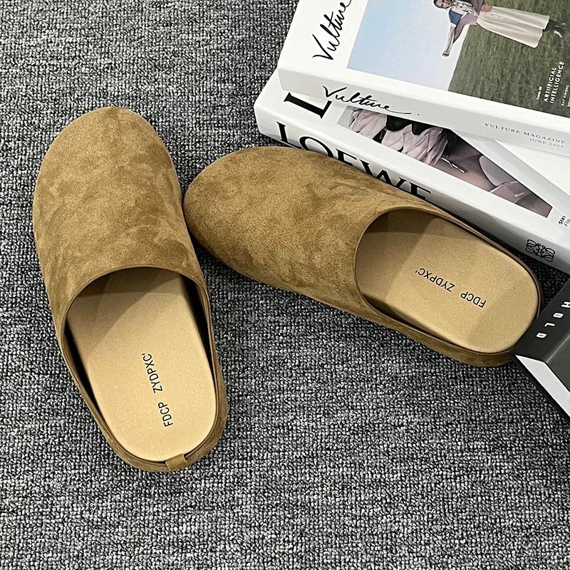 2025 Spring and Summer New Korean Version Source Soft-soled Foot Cover Casual One-pedal Outer Wear Slippers Boken Shoes 15167-T