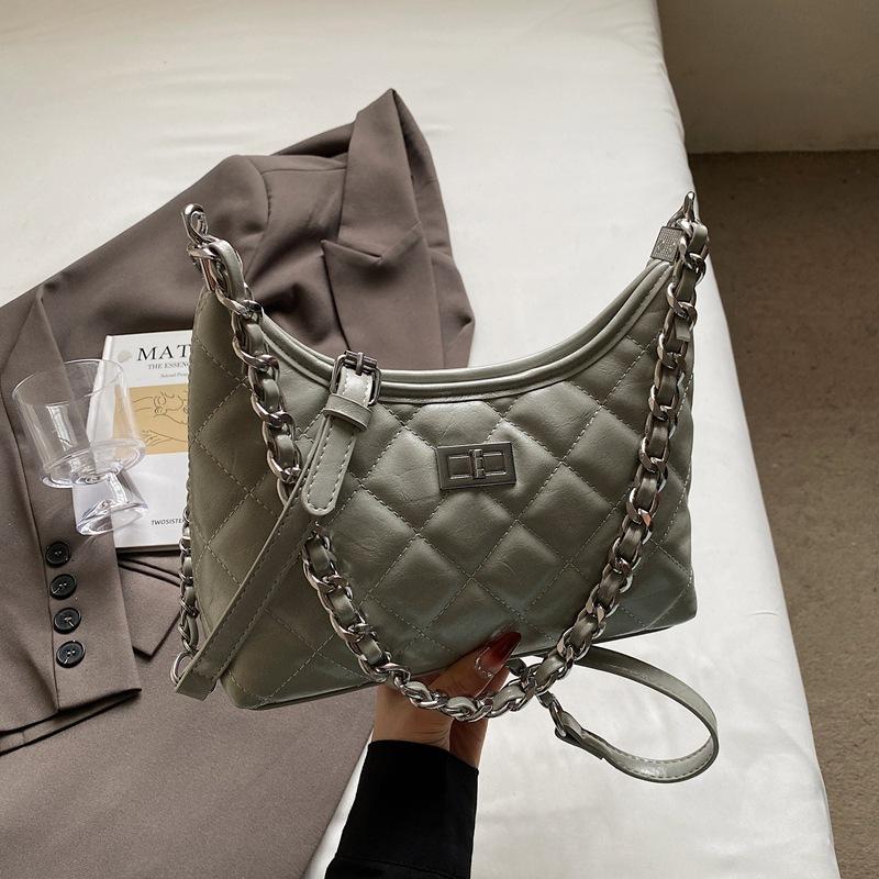 Rhombus Chain Bag Women's Spring and Summer  New Fashion Niche Shoulder Messenger Bag High-end Dumpling Bag