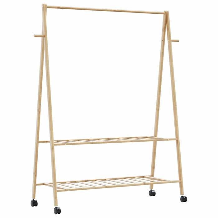 VidaXL Porte-vêtements et étagères roulettes 132x45,5x155,5cm bambou, porte-manteau, porte-manteau avec étagère, 4008911