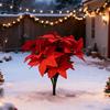Artificial Christmas Flowers 7 Heads Faux Poinsettias Bouquet for Christmas Table Vase Fillers Planters Porch Outdoor Indoor Decor