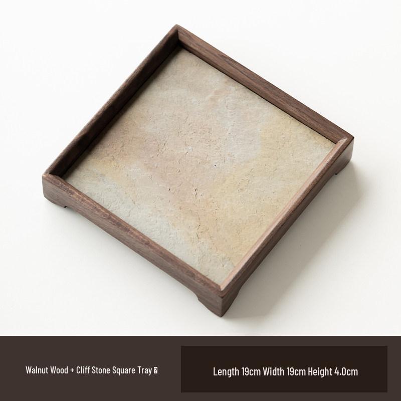 Light Luxury Chinese Walnut Wood Tray: Retro Dinner Plate, Fruit Bowl, Tea Tray, Coaster, Tea Set Accessory