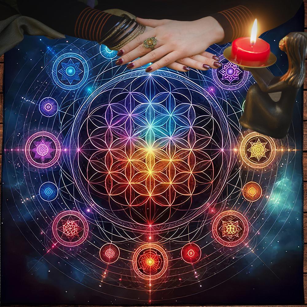 Tarot Tischdecke Mandala Blume des Lebens Altar Tuch Für Divination Meditation Kreis Galaxie Tarot Matte Spirituelle Orakel Karten Pad